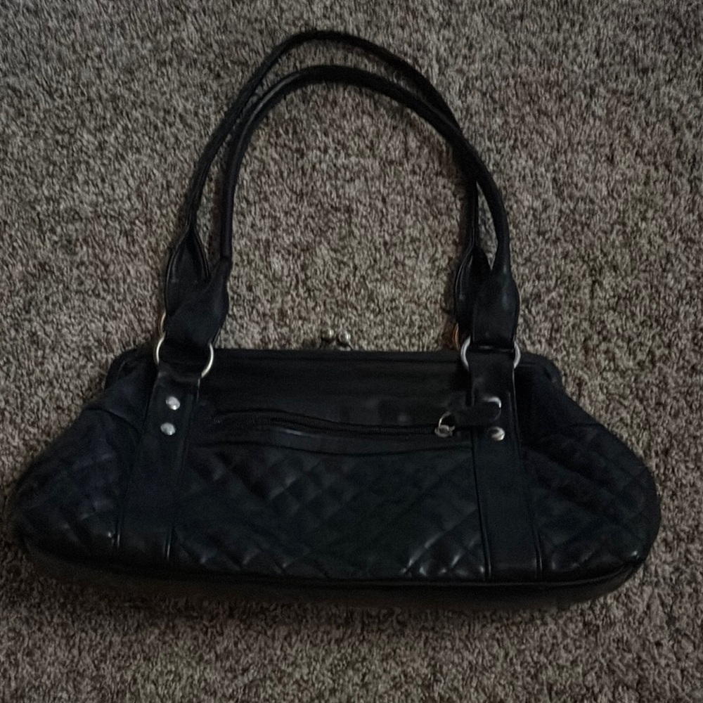 Bueno Black Shoulder Bag with Double Handles